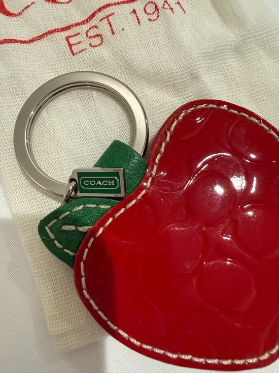 Coach Red and Green Apple Keyring with White Center - Picture 4 of 4